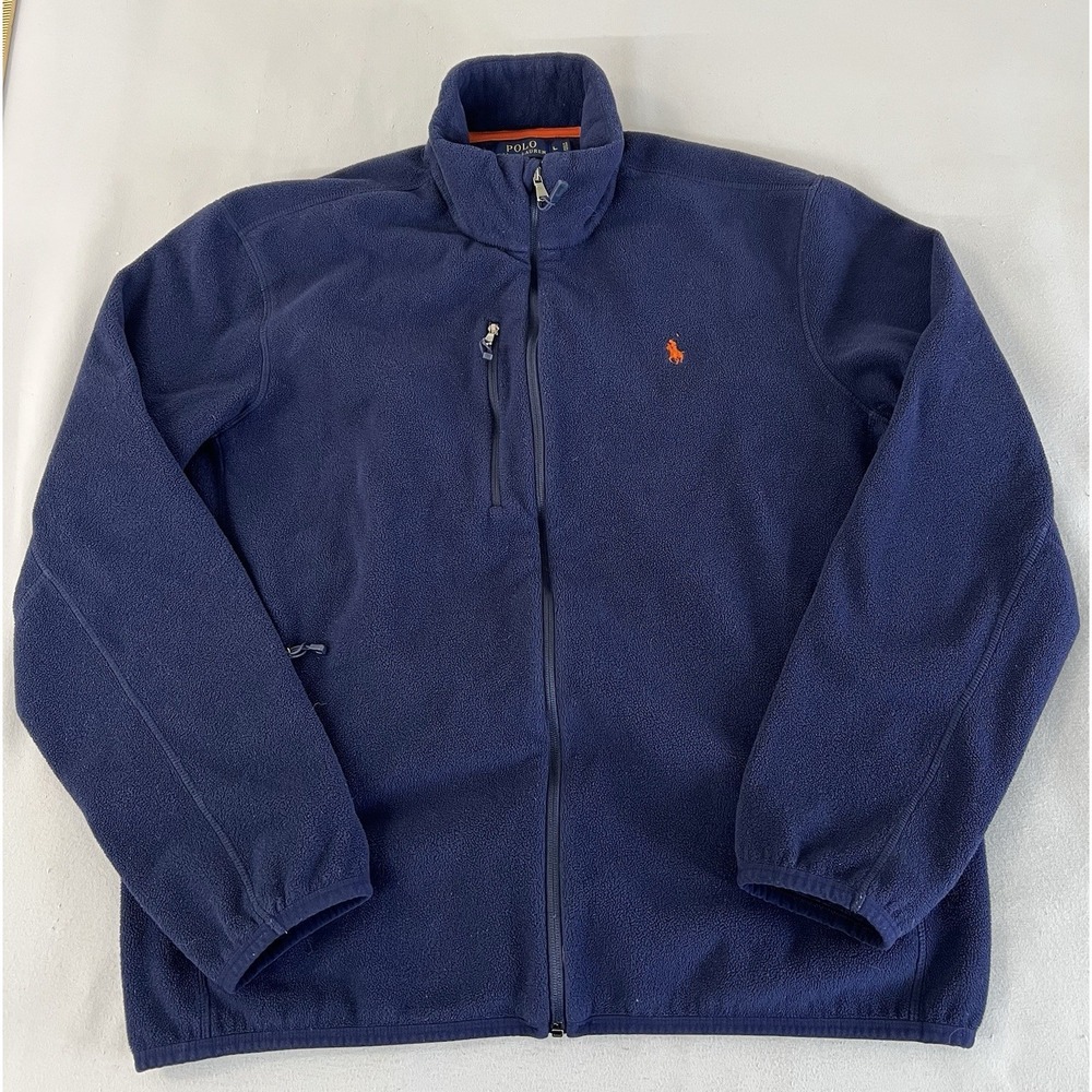 Polo Ralph Lauren Men's Performance Navy Fleece Zip Up Jacket Sz Large‎